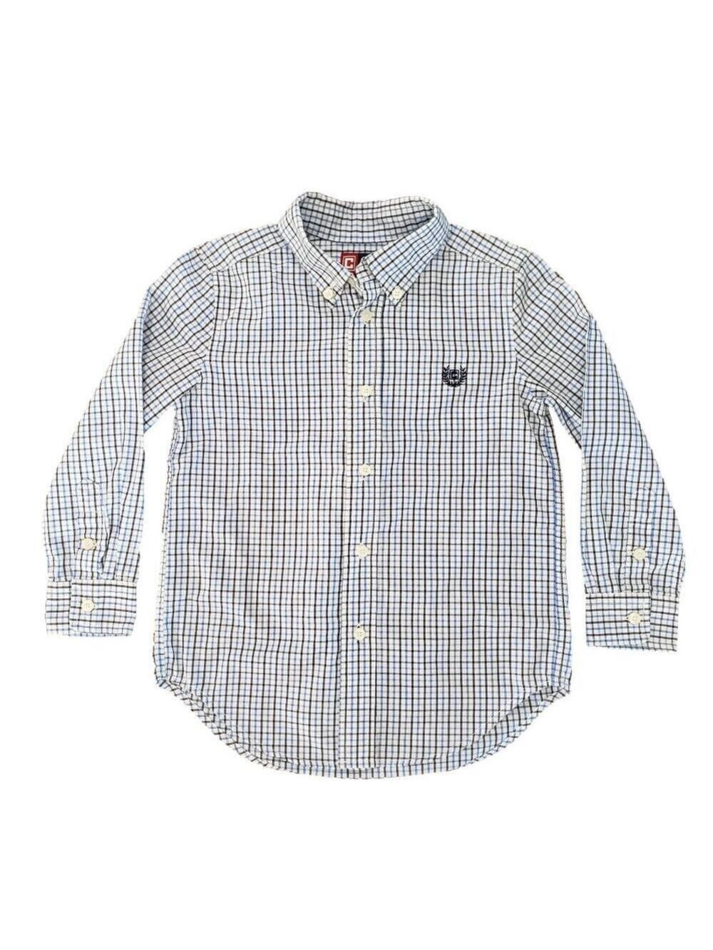 Chaps Boys Small Plaid Shirt Blue Button Down Size 5/6 Long Sleeve - Picture 3 of 7